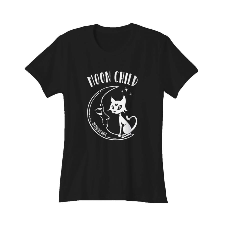 Moon Child Pastel Goth Aesthetic Yoga Soft Grunge Space Cat Tumblr Trendy Graphic Positive Vibes Women’s T-Shirt