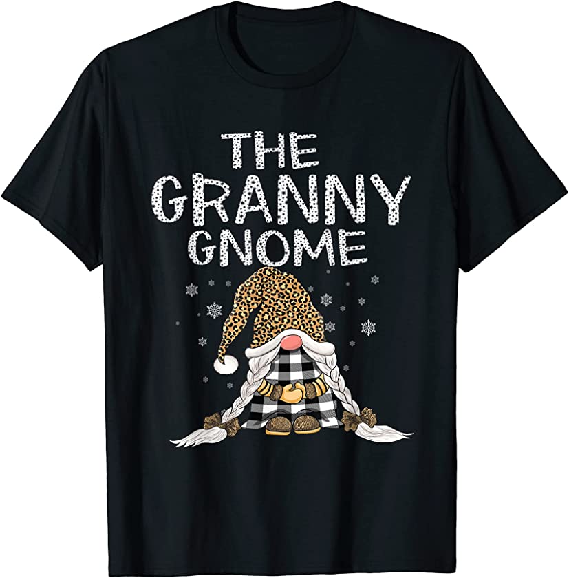 Granny Gnome leopard red check Plaid pattern Christmas Gnome T-Shirt