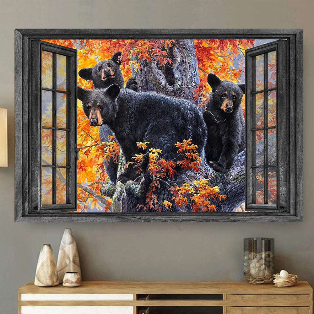 Bear 3D Wall Art Painting Art Home Decor Living Decor Black Bear Maple Gift For New House