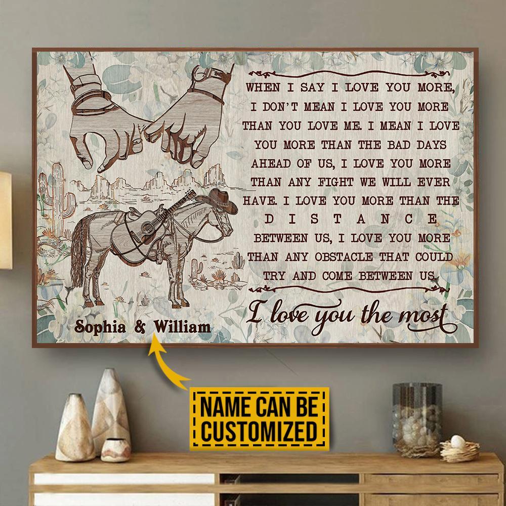 Aeticon Gifts Personalized Cowboy Horse Floral I Love You The Most Canvas Mom Dad Gift Home Decor