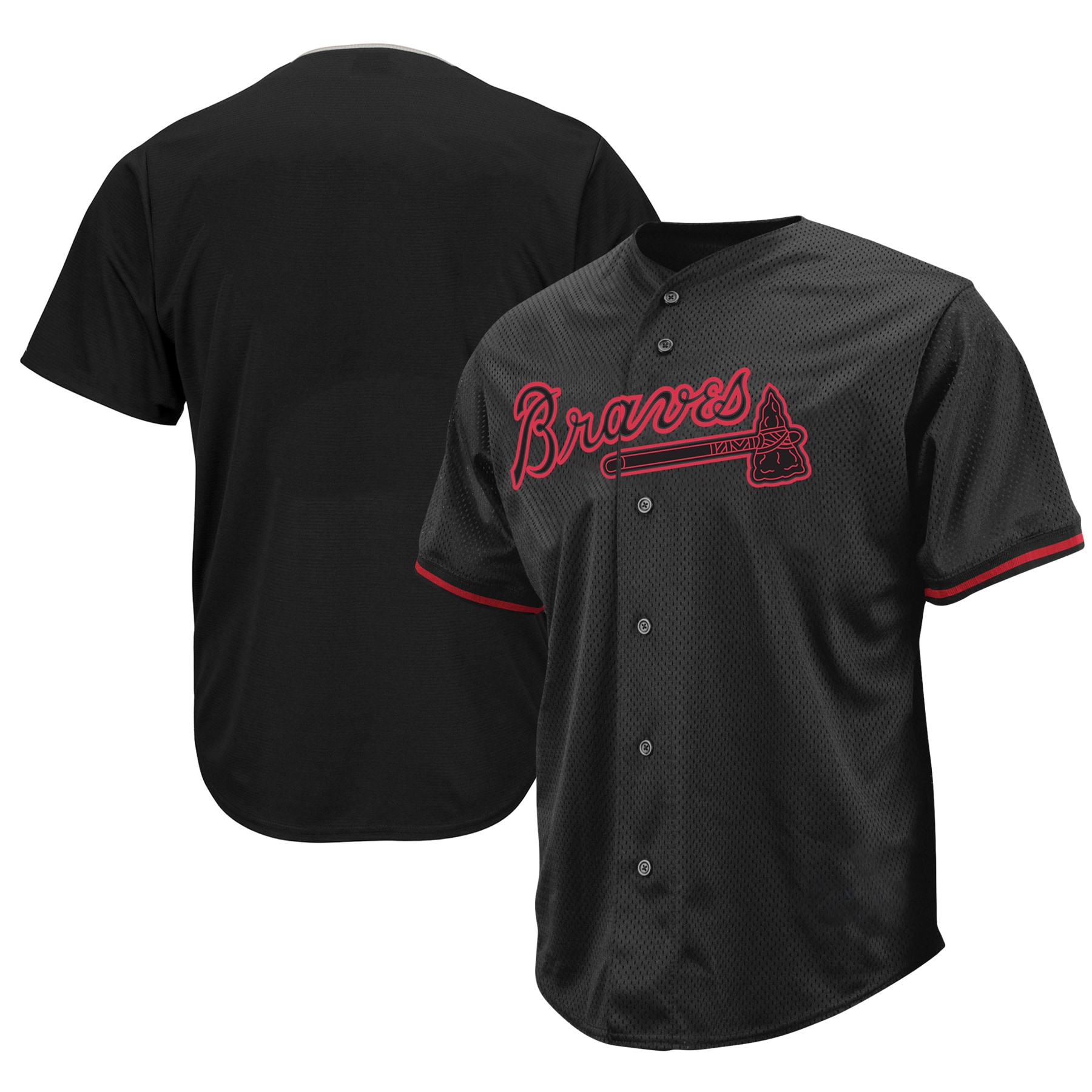 Men’s Atlanta Braves Black/Red Big & Tall Pop Fashion Jersey