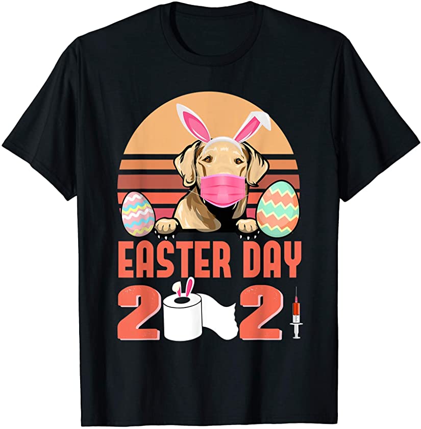 Chesapeake Bay Retriever Dog Face Mask Bunny Egg Easter 2021 T-Shirt