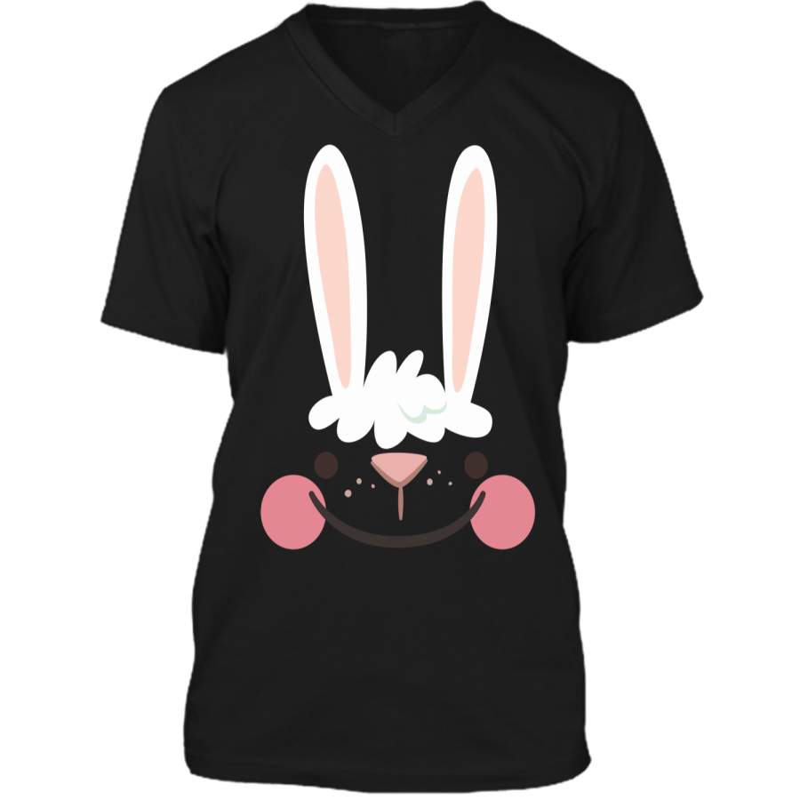 Classic Easter Bunny Face Happy Easter T Shirt for Kids Mens Printed V-Neck T