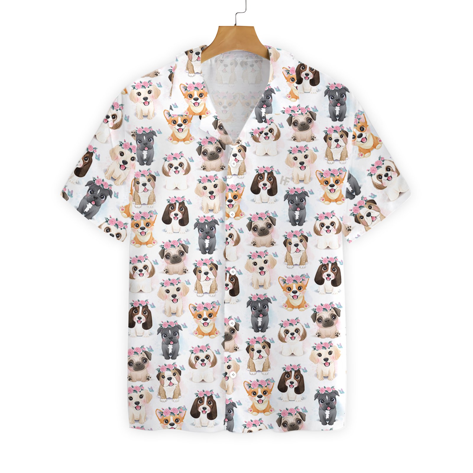 Cute Puppies Flowers Crown 2810 Hawaii Shirt Ha5691