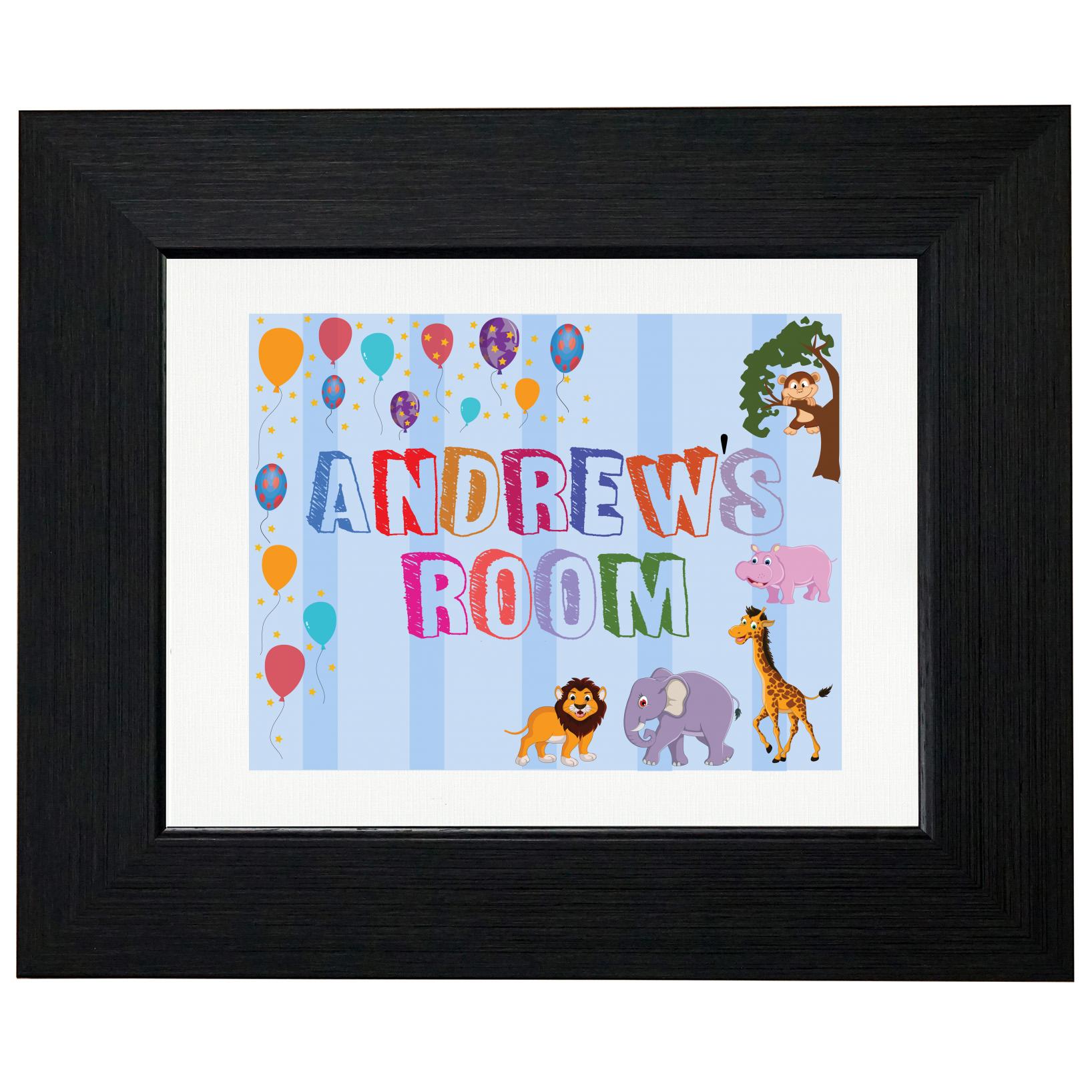 Andrew’s Room – Boy Birthday Gift – Balloons & Animals T-Shirt, Framed Print, Pillow, Golf Towel