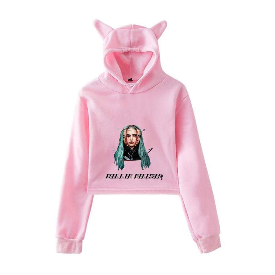 Billie Eilish Hoodie with Bunny Ear Girl Music Party Hoodie Ideal Present