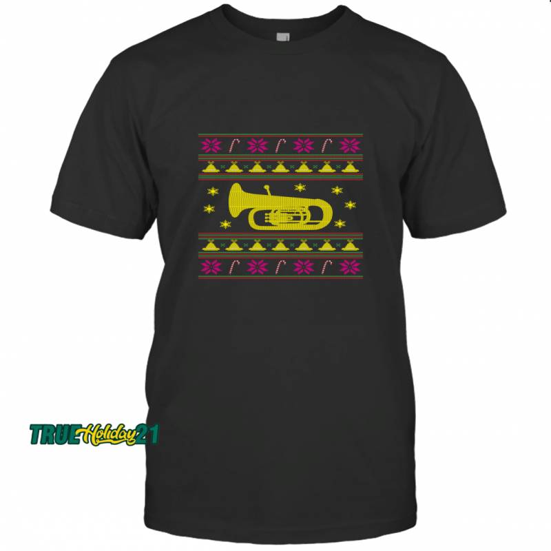 Tuba Lover Ugly Christmas Apparel For Low Brass Players T-shirt