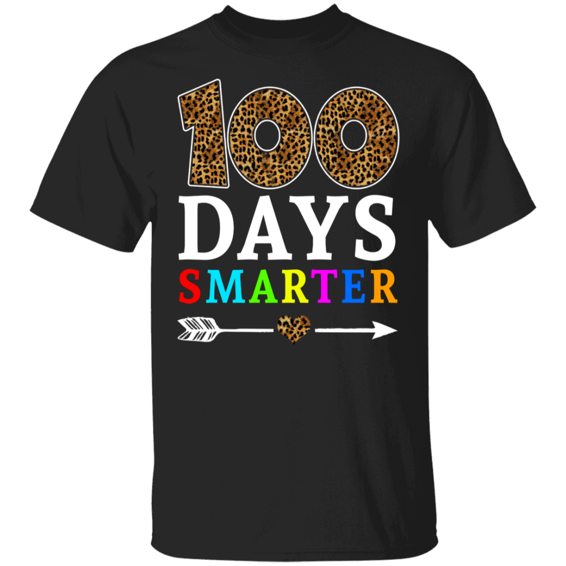 100 Days Of School Shirt100 Days Smarter Cute 100Th Day Of School Leopard Girls Boys Kids Gifts Youth T-Shirt