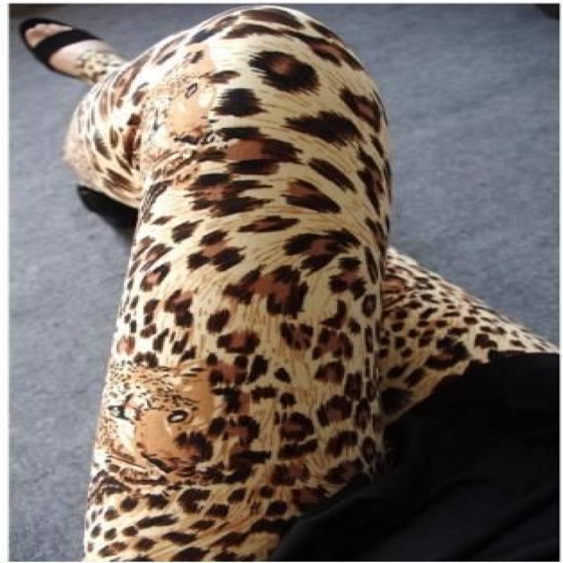 Slim High Waist Leopard Printing Pants Cotton Leggings