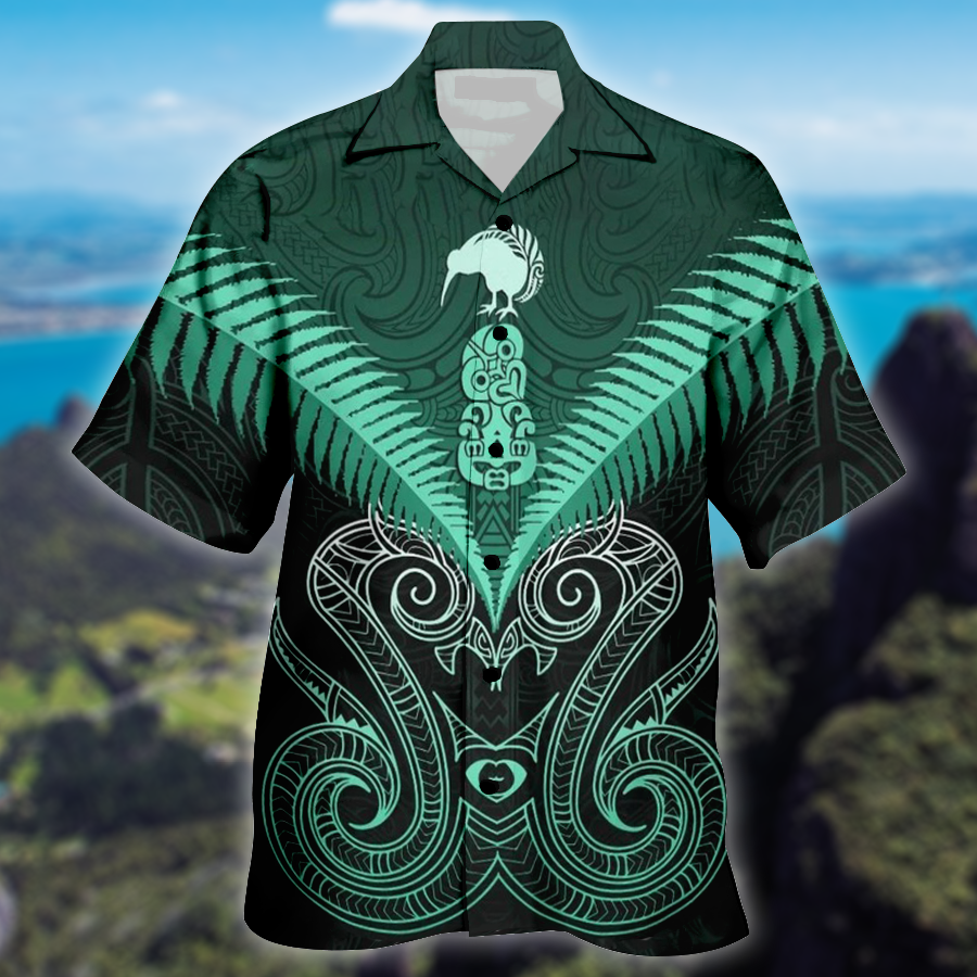 Maori Manaia New Zealand Hawaii Shirt Green Ha22791