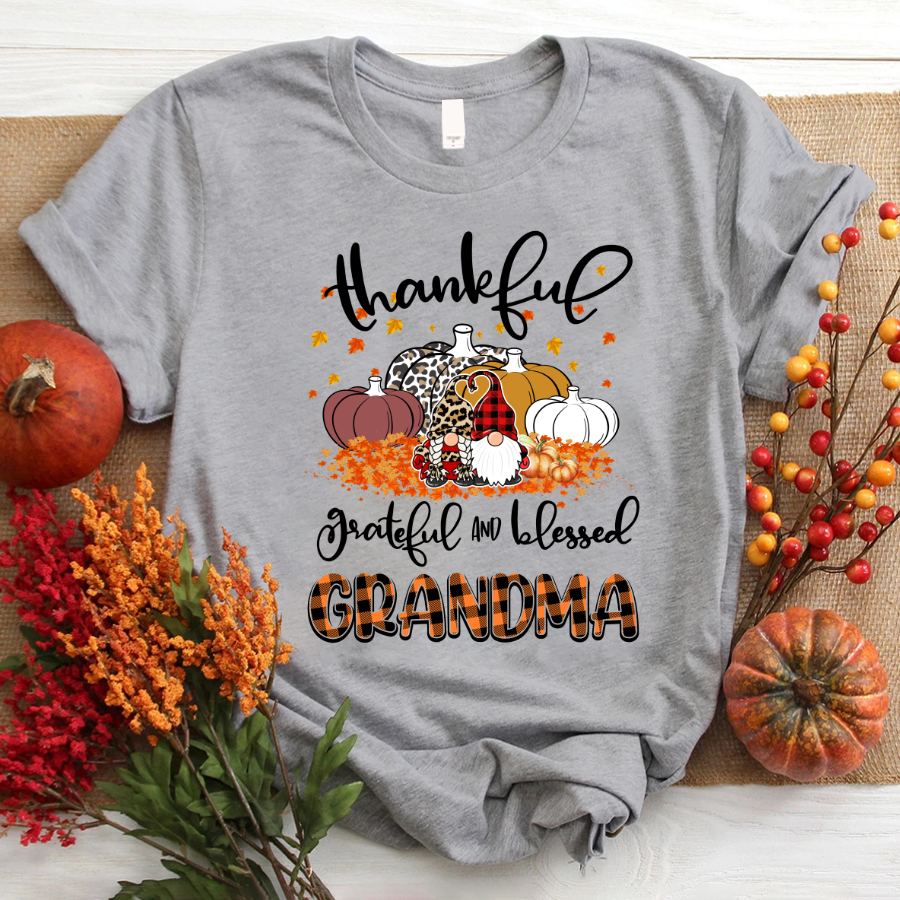 Thankful Grateful Blessed Grandma, Personalized Grandma T-Shirt, Gift For Grandma