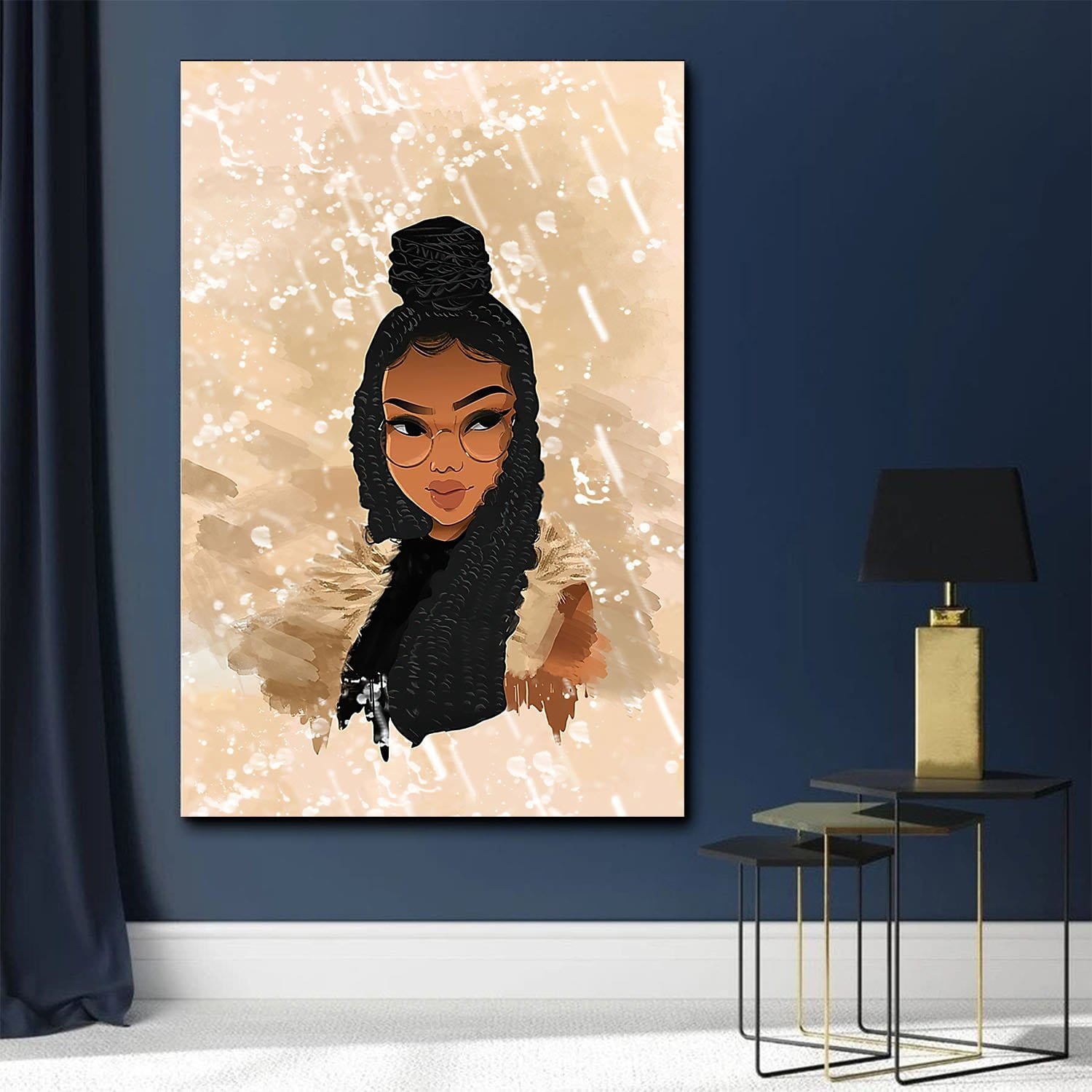 African American Cartoon Poster Pretty Afro Woman African Inspired Home Decor