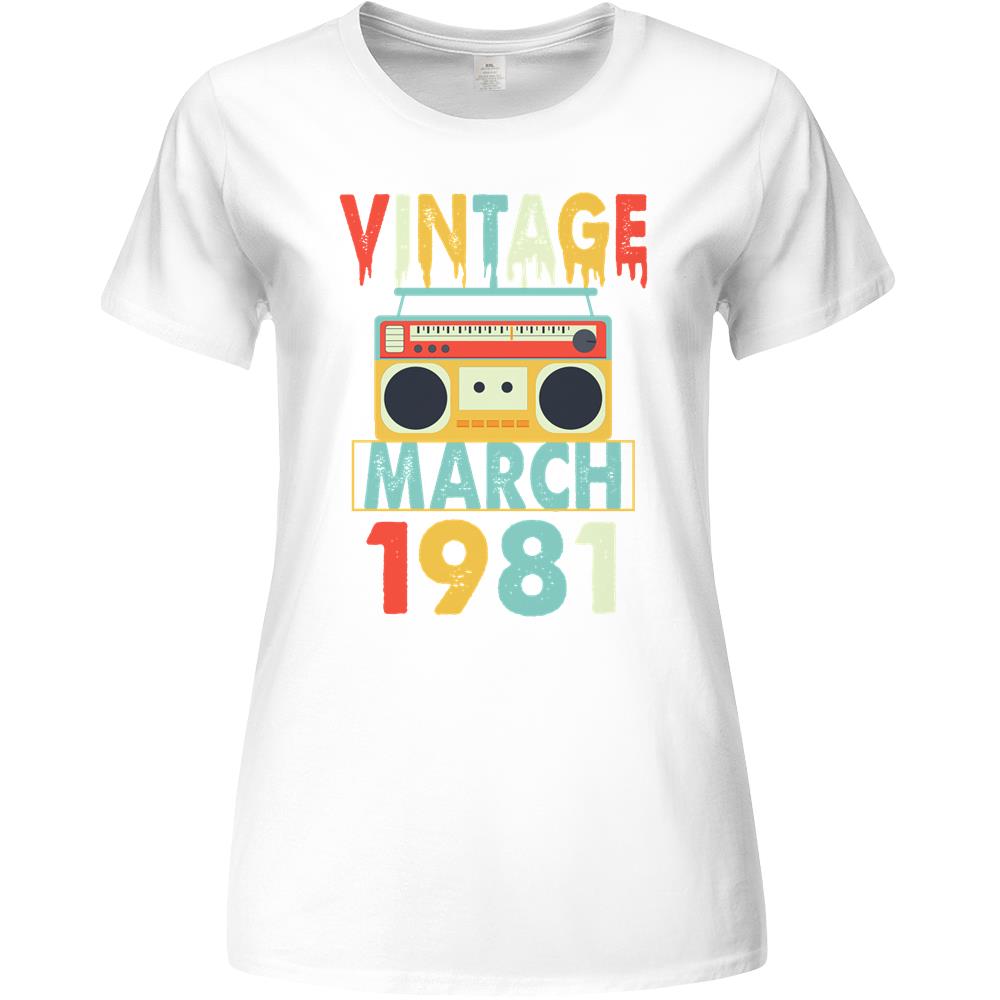 Birthday Vintage March 1981 Premium Womens Tshirts