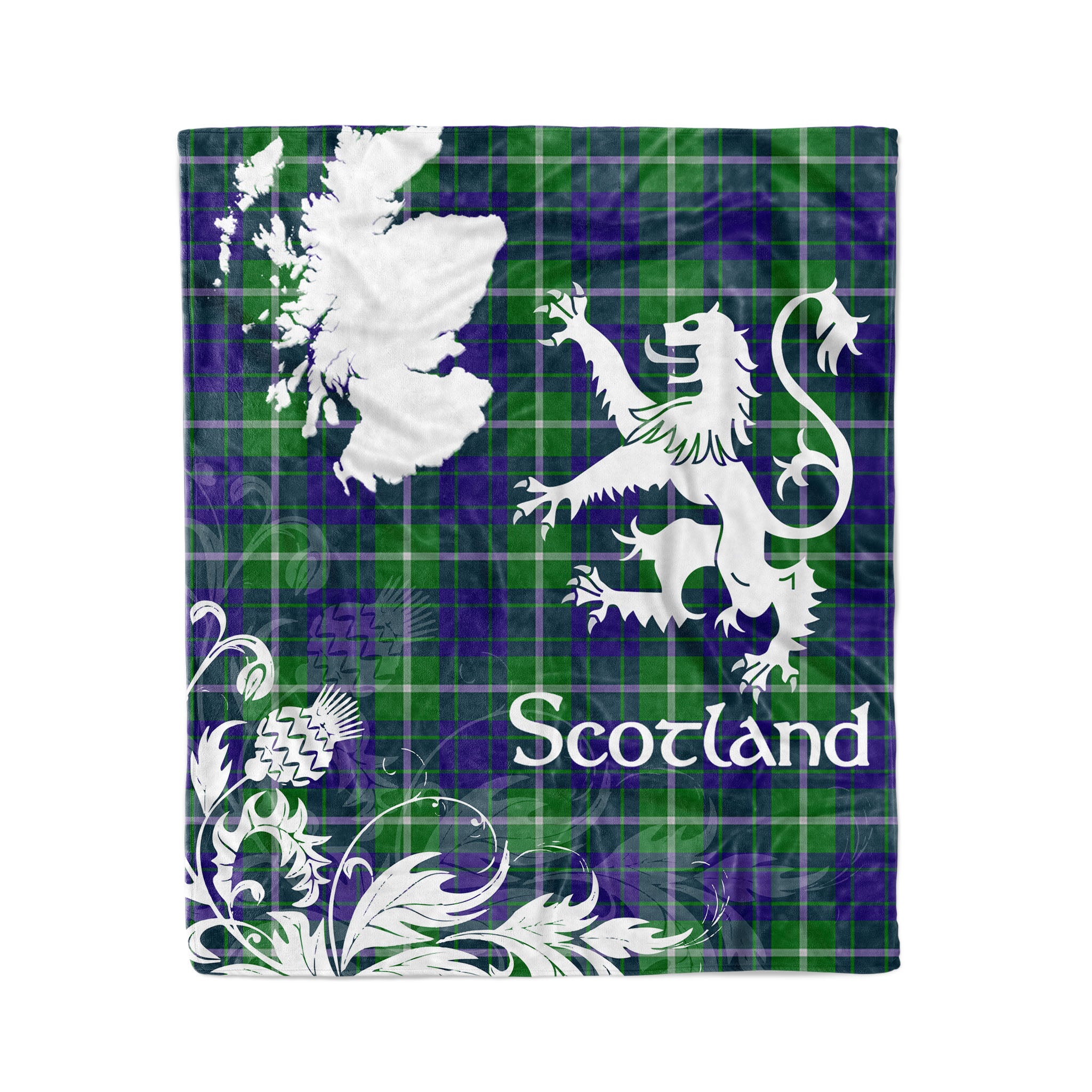 Tartan Plaid Fleece Blanket Tartan Blanket Thistle And Lion Scottish Clan Hamilton Hunting Plaid Blanket