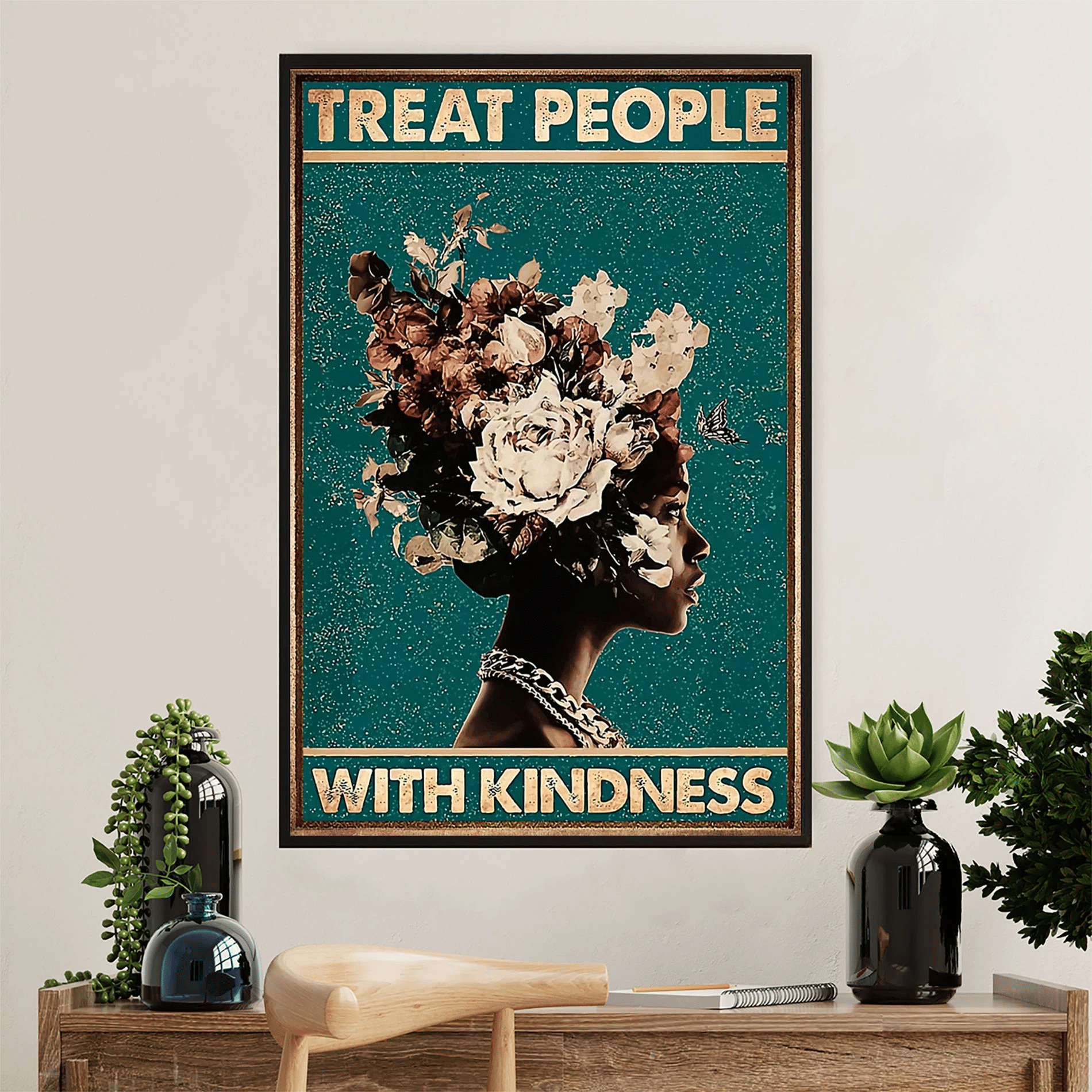 Treat People With Kindness Poster Canvas – Gift For Black Girl Evg84606