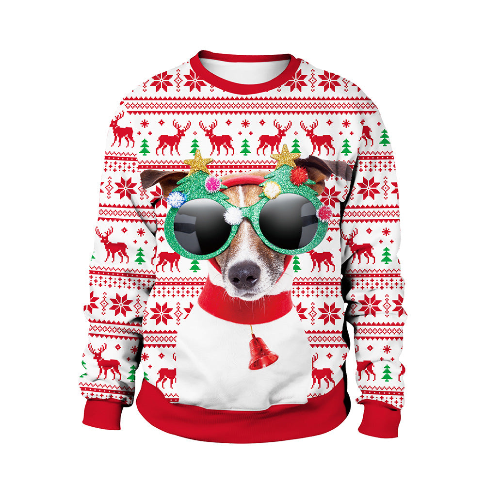 Christmas Puppy Turtleneck Round Neck Couple Sweatshirt