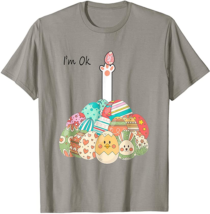 Cute Funny Easter Bunny Rabbit In Egg I’m OK Kids Boys Girls T-Shirt