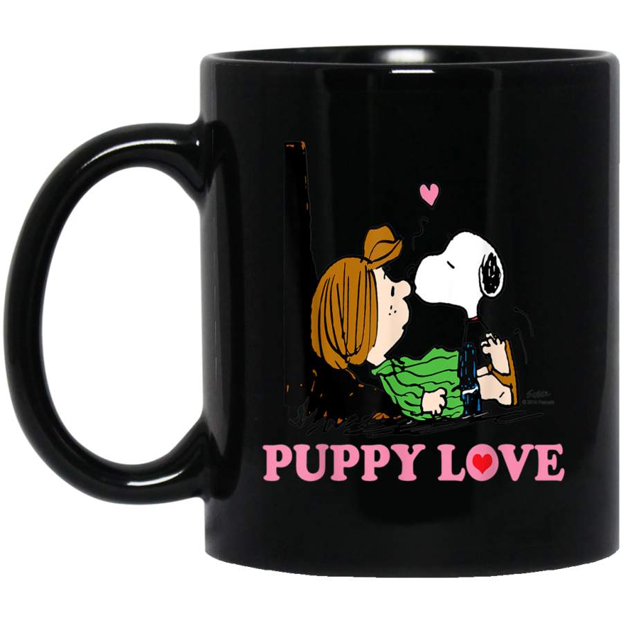 Peanuts Snoopy Peppermint Patty Puppy Love Black Mug