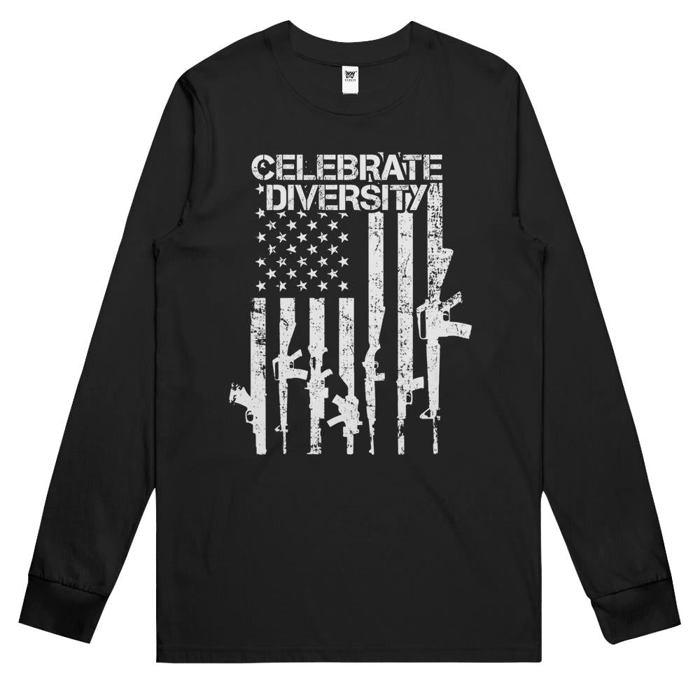 Celebrate Diversity – Funny Guns Usa Flag Pro Gun Long Sleeve T Shirts