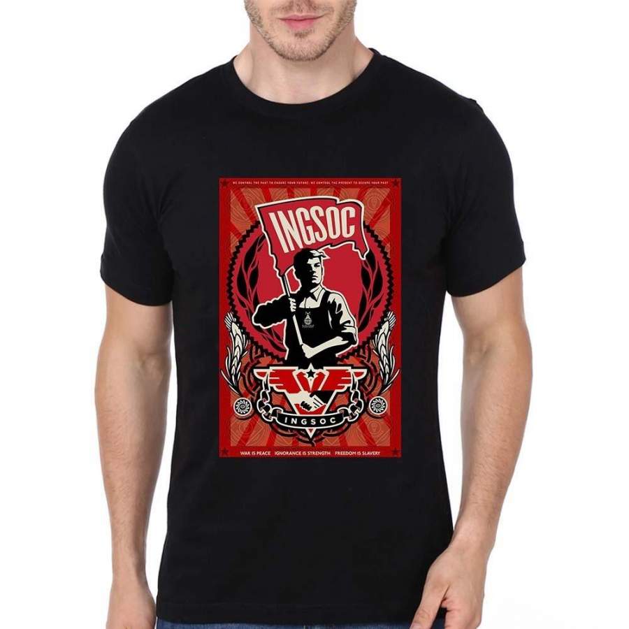 New Ingsoc 1984 Propaganda Poster Male O Neck Short Sleeve T Shirts Fashion Summer T Shirt Printing For Men