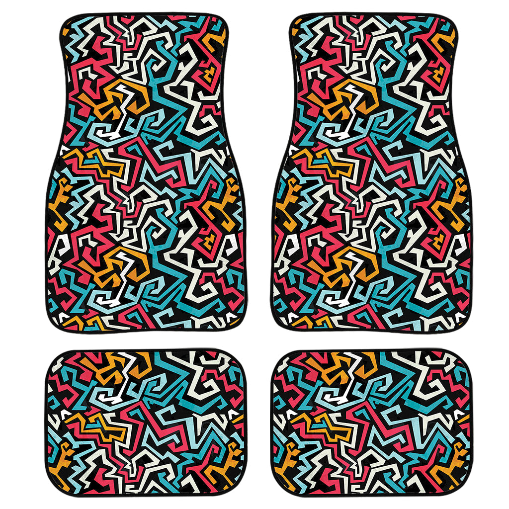 Abstract Funky Pattern Print Front And Back Car Floor Mats, Front Car Mat