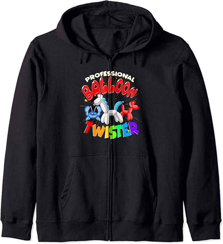 Professional Balloon Twister Animal Twisting Balloons Party Zip Hoodie