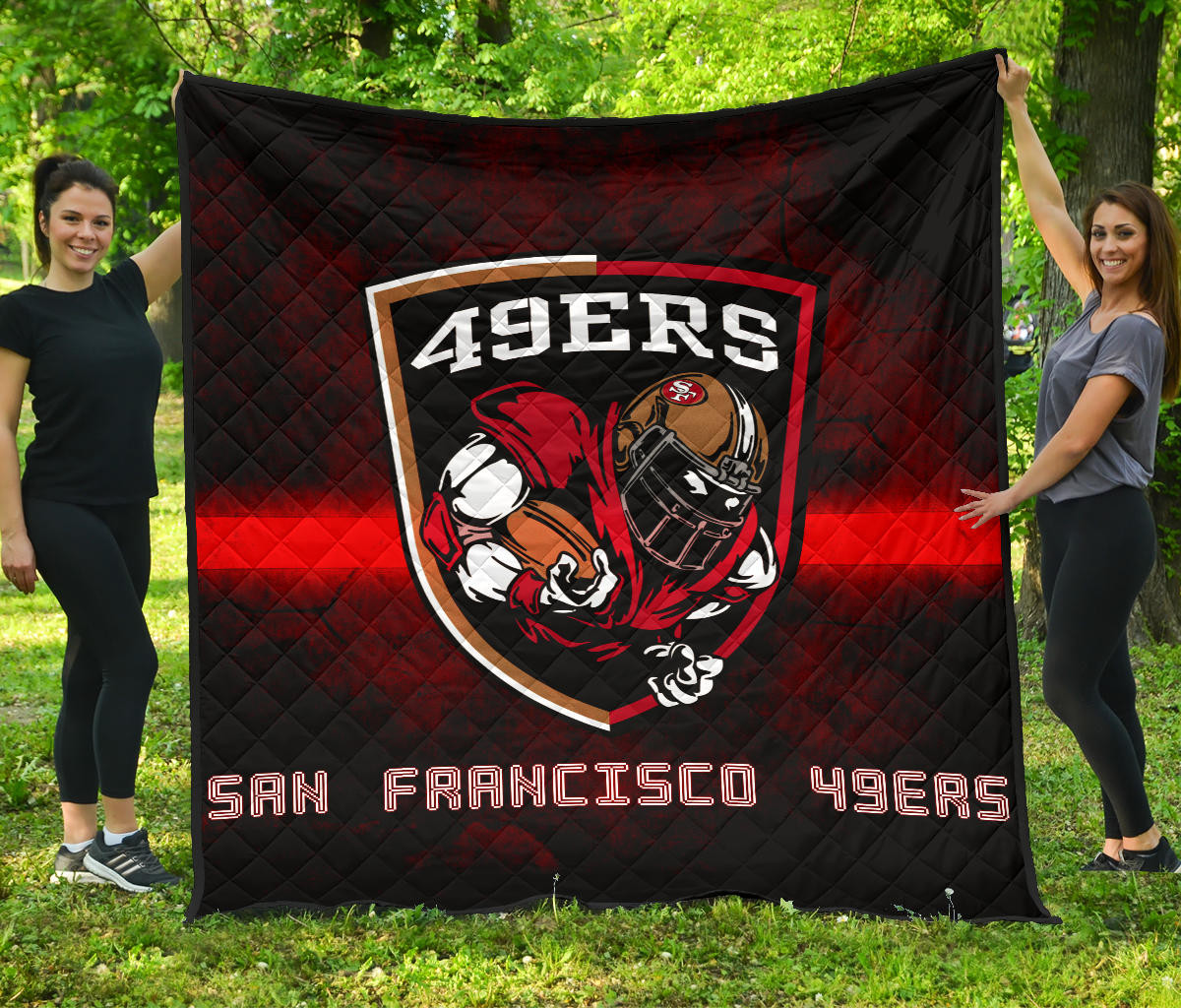 San Francisco American Football 49Ers Football Ers Player On Shield Artwork Premium Quilt Blanket