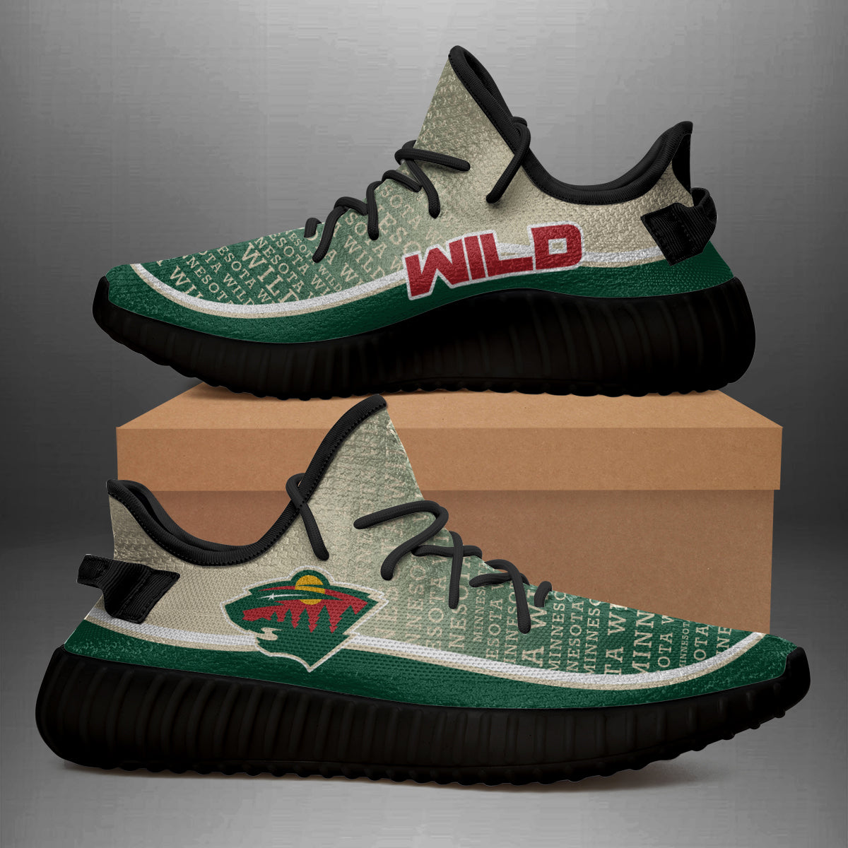 Colorful Line Words Minnesota Wild Yeezy Shoes