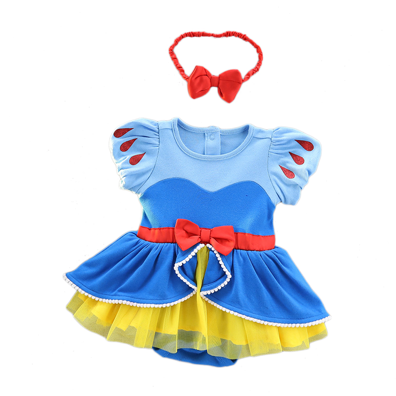 Summer 2022 New Baby Girl Toddler Dress Snow White Elsa Mermaid Two Piece Skirt Costume Kid Birthday Princess Dress 6-24M alx