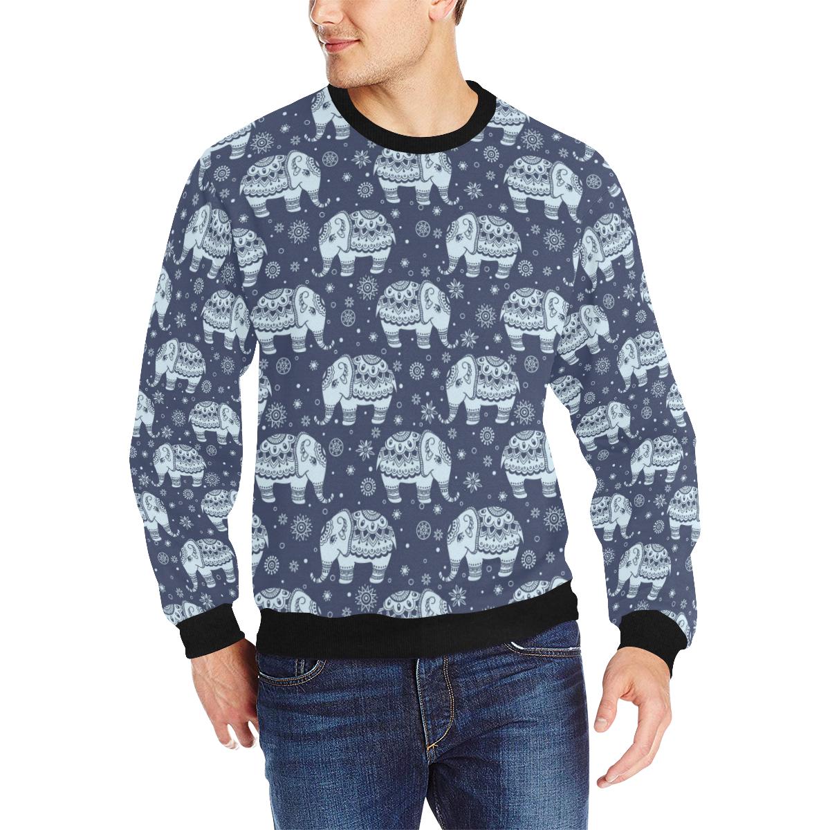 Elephant tribal design pattern Men’s Crew Neck Sweatshirt