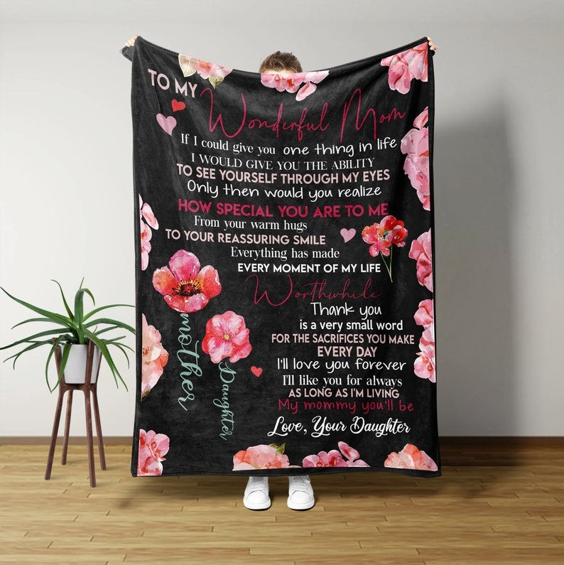 Custom Name Blanket, Flower Blanket, To My Wonderful Mom Blanket, Family Blanket, Mother Day Gift Blanket Mom Blanket - Alwaysky Store Design For Mom 2024