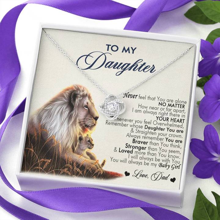 Lion Necklace, To My Daughter Necklace From Dad, Birthday Christmas Graduation Wedding Anniversary Gift For Her Girls Women