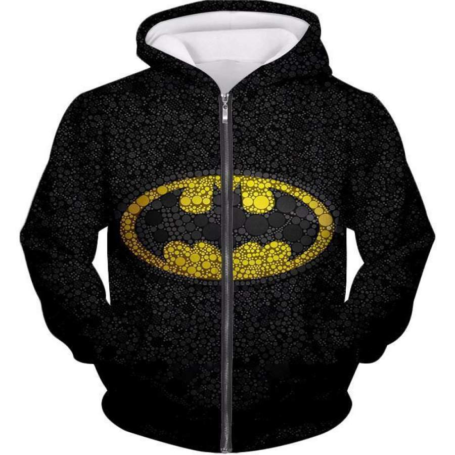 Unique Batman Justice Symbol Promo Dotted Black Zip Up Hoodie