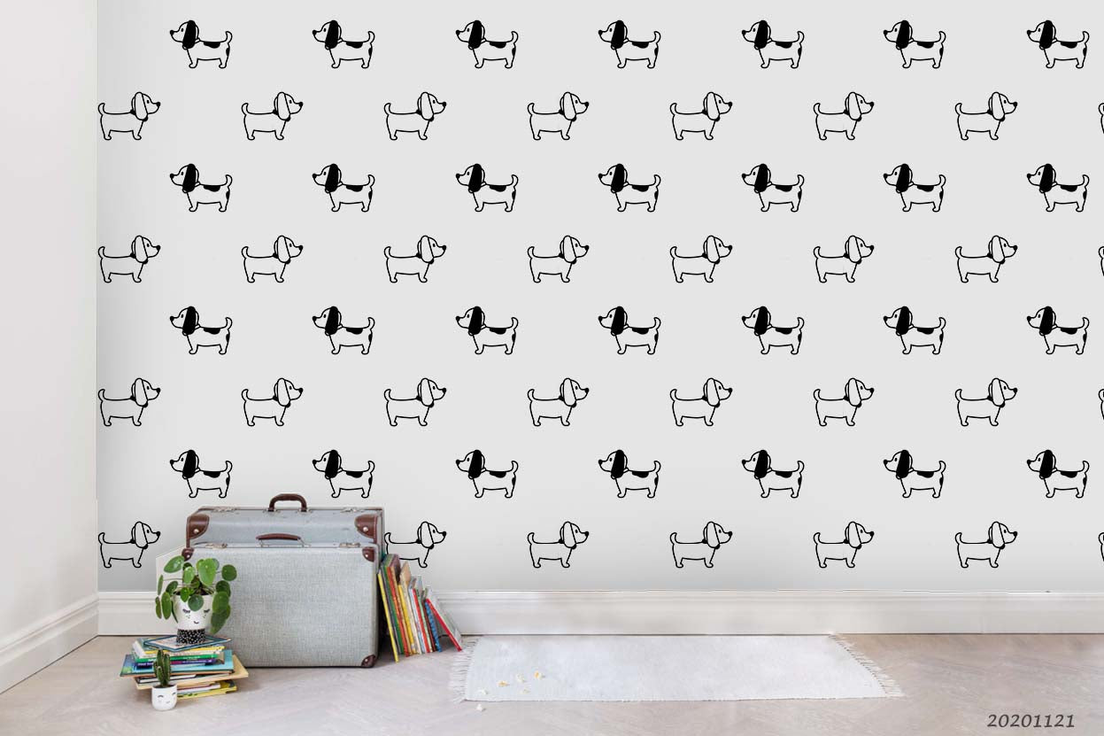 3D Cartoon Animal Dog Wall Mural Wallpaper Lqh 71