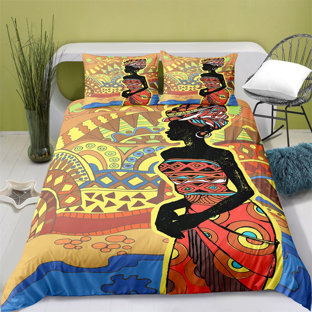 3D Printing African Girl Style Cover With Pillowcase Bedroom Decoration Queen Size Bedding Bedroom Set King Size Bed Duvet Covers