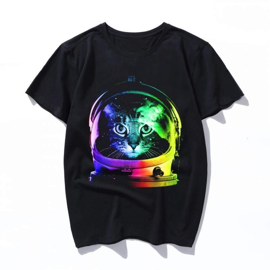 astronaut cat v ii t shirt men women fashion cartoon 2019 summer short sleeve funny tshirt cotton print T-shirt mens cool Tees