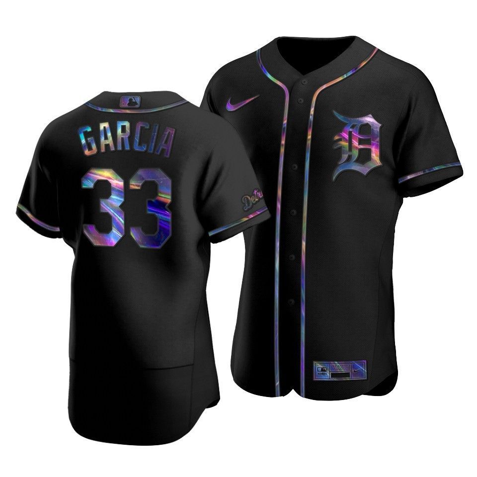 Detroit Tigers Bryan Garcia #33 Iridescent Logo Holographic Limited Jersey Black