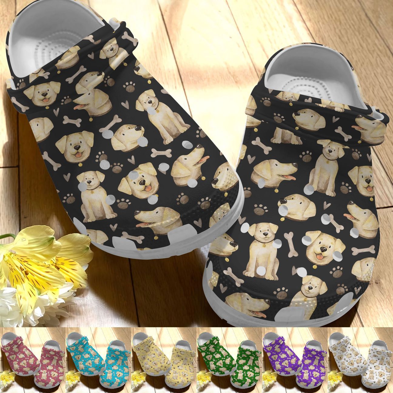 Labrador Personalize Clog, Custom Name, Text, Fashion Style For Women, Men, Kid, Print 3D Whitesole Cute Labrador