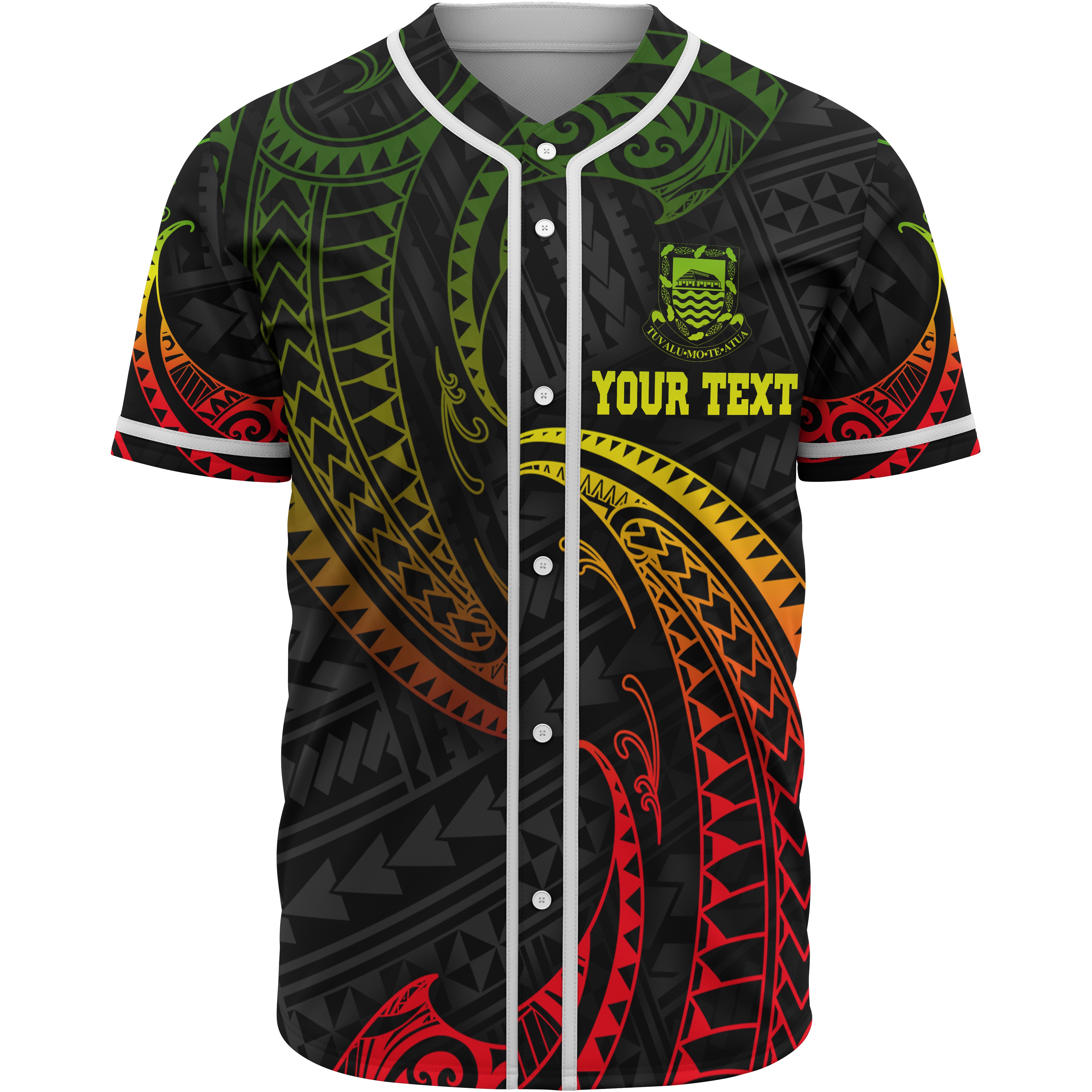 Tuvalu Polynesian Custom Personalised Baseball Shirt – Reggae Tribal Wave – BN12