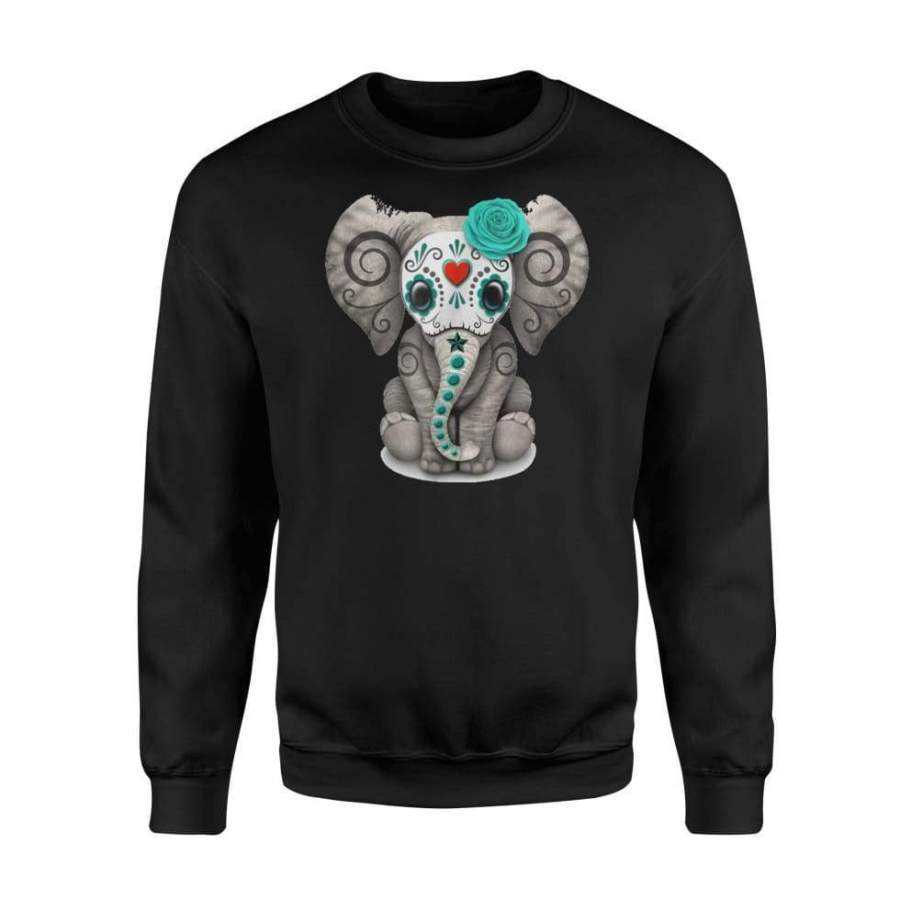 Sugar Skull Elephant Day Of The Dead Halloween Shirt – Standard Fleece Sweatshirt