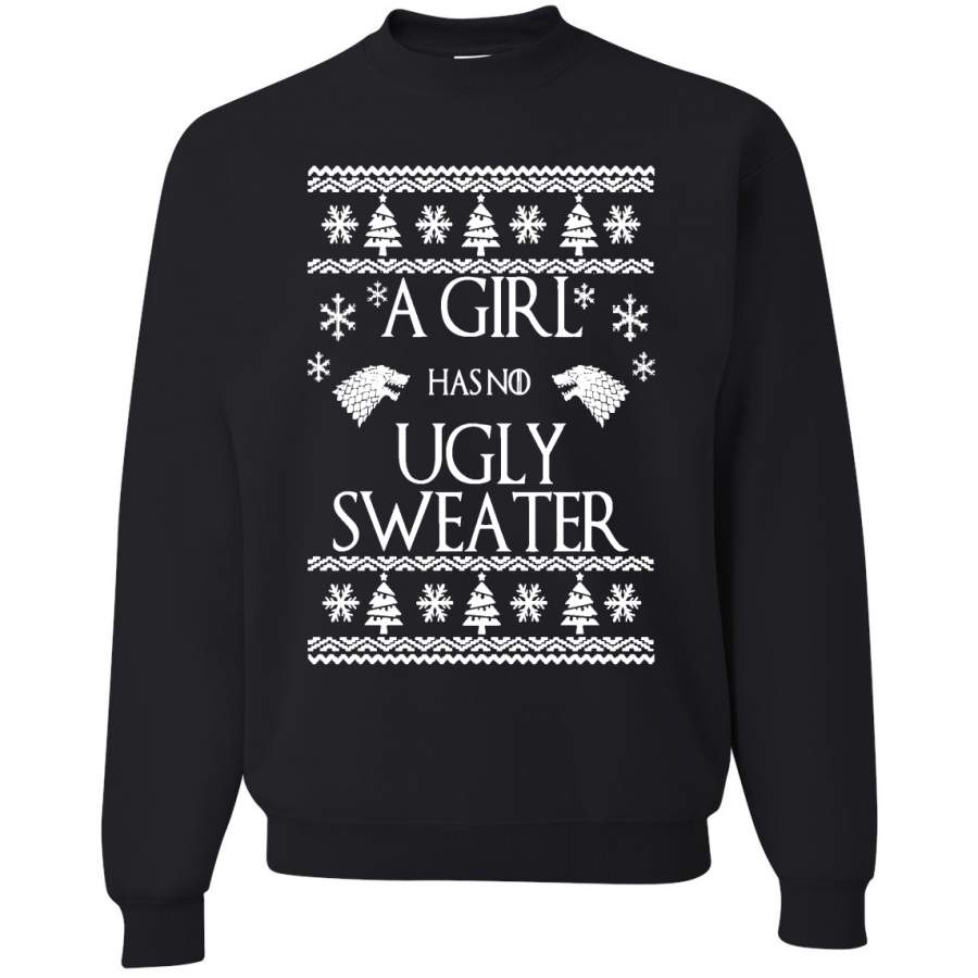 A Girl Has No Ugly Sweater Christmas Unisex Crewneck Graphic Sweatshirt