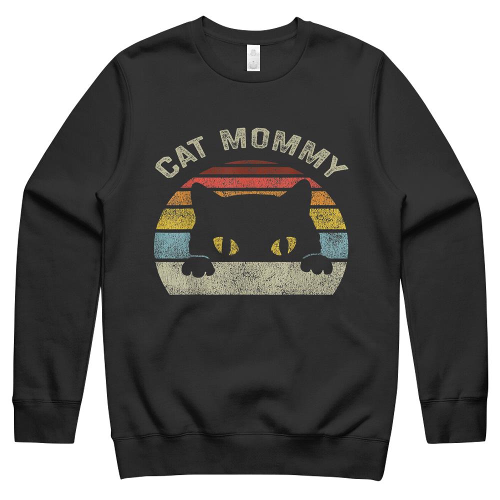 Cat Mommy Women Vintage Retro Black Cats Mom Mothers Day Crewneck Sweatshirt