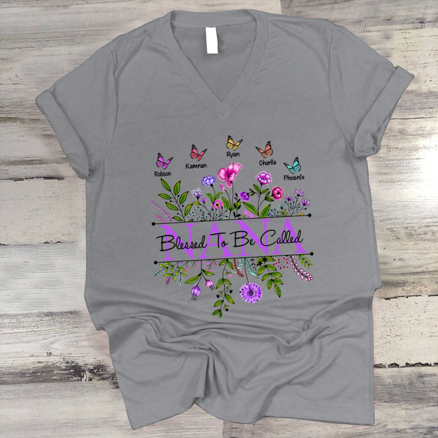 Blessed To Be Called Nana Wildflowers V-Neck