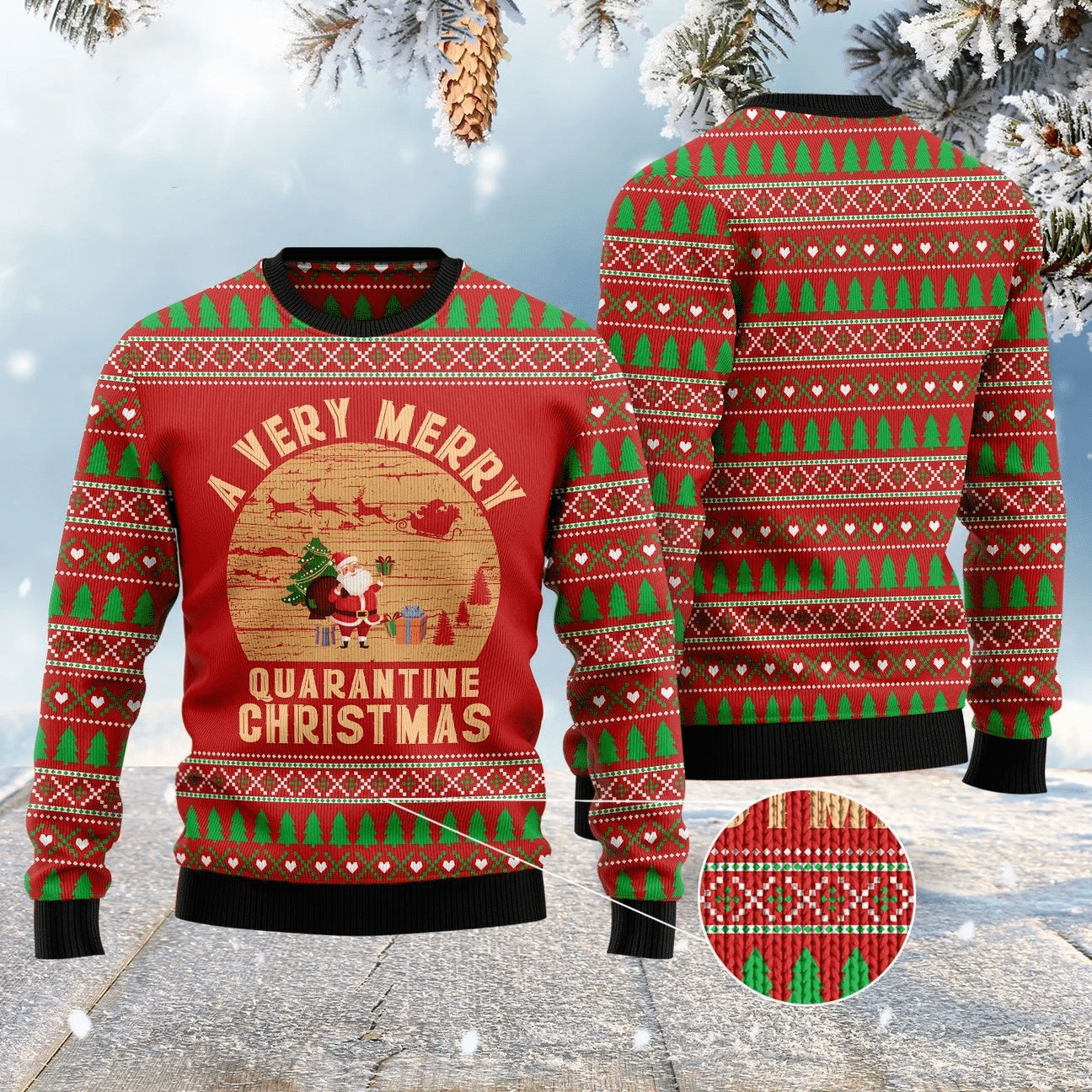 A Very Merry Quarantine Christmas Ugly Christmas Sweater, For Men & Women