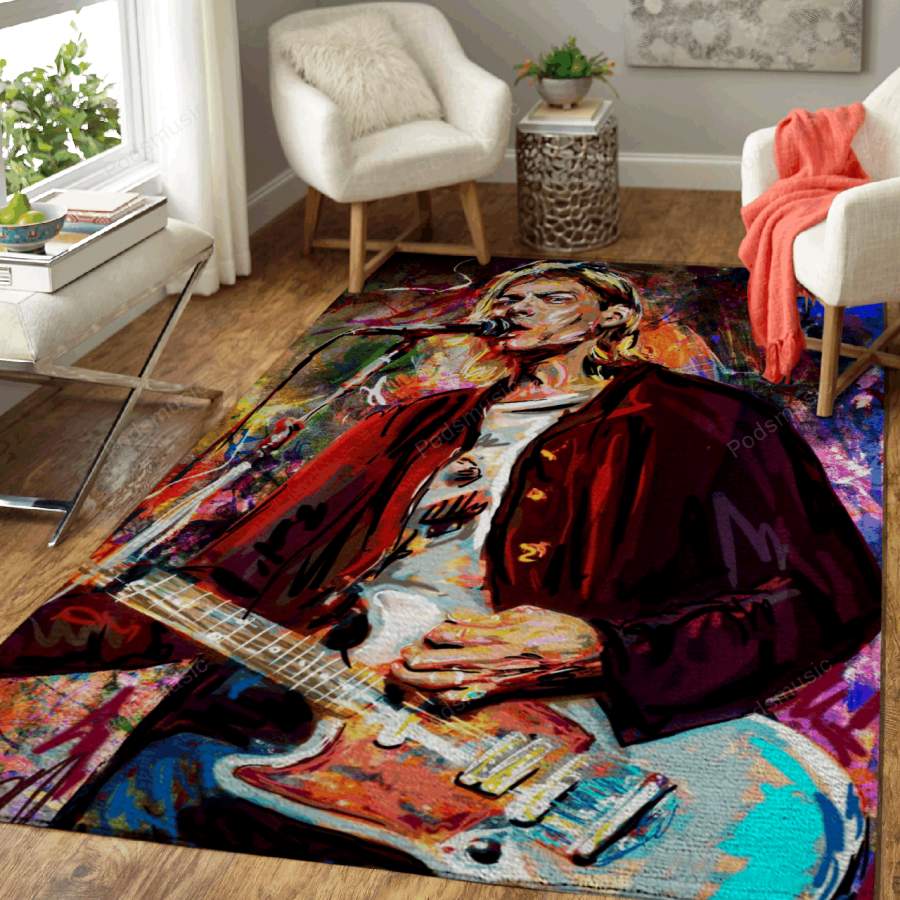 Kurt Cobain Nirvana Art – Music Art For Fans Area Rug Living Room Carpet Floor Decor