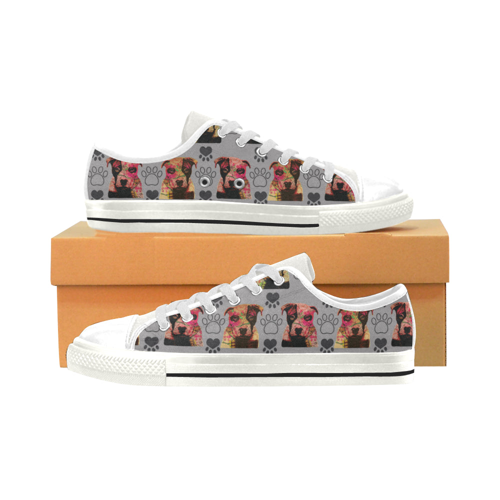 Pit Bull Pop Art Pattern No.1 White Low Top Canvas Shoes for Kid