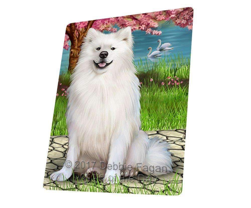 American Eskimos Dog Art Portrait Print Woven Throw Sherpa Plush Fleece Blanket D381