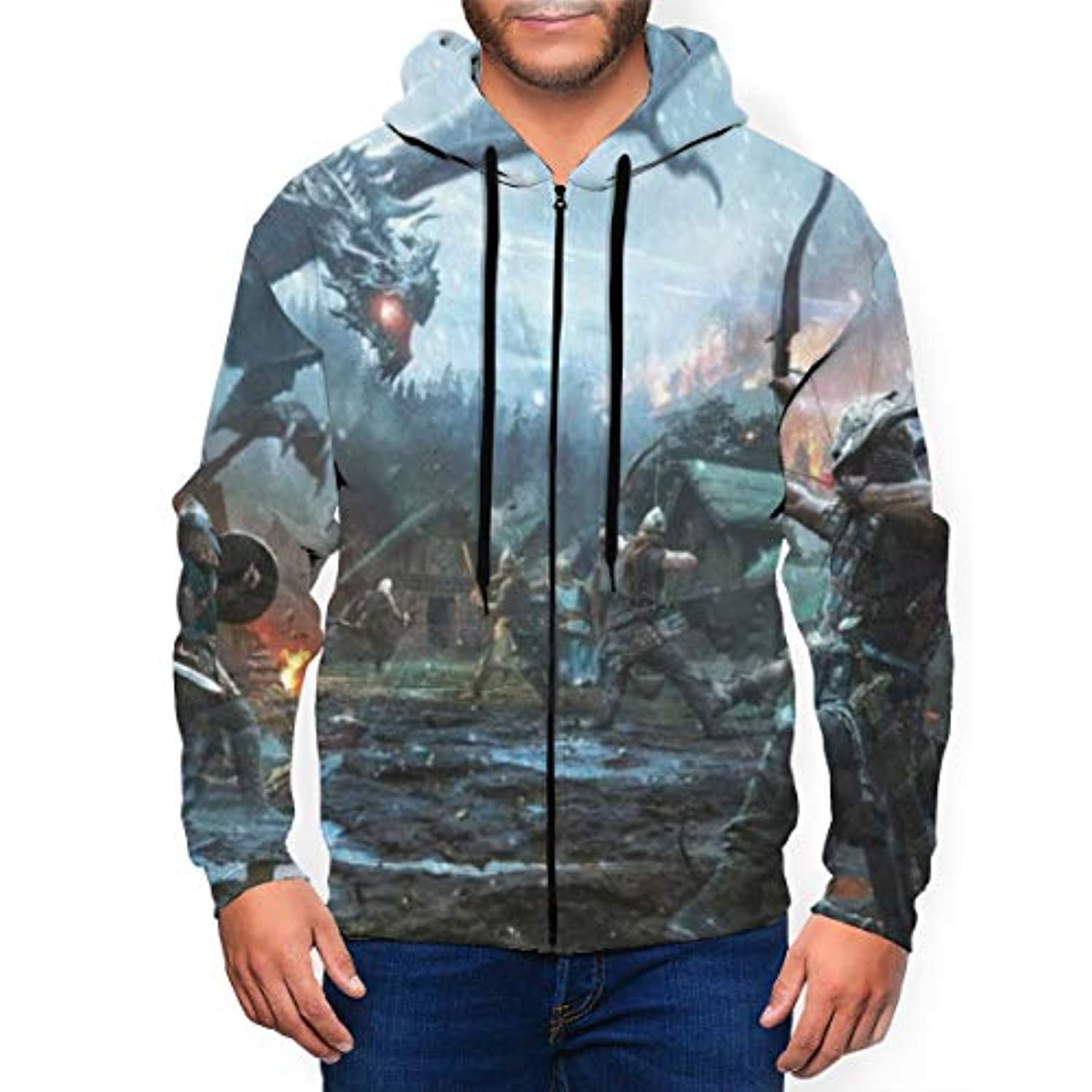 THE ELDER SCROLLS Hoodies – Skyrim Hoodie Dragonborn 3D Print Zip Up Drawstring Hoodie