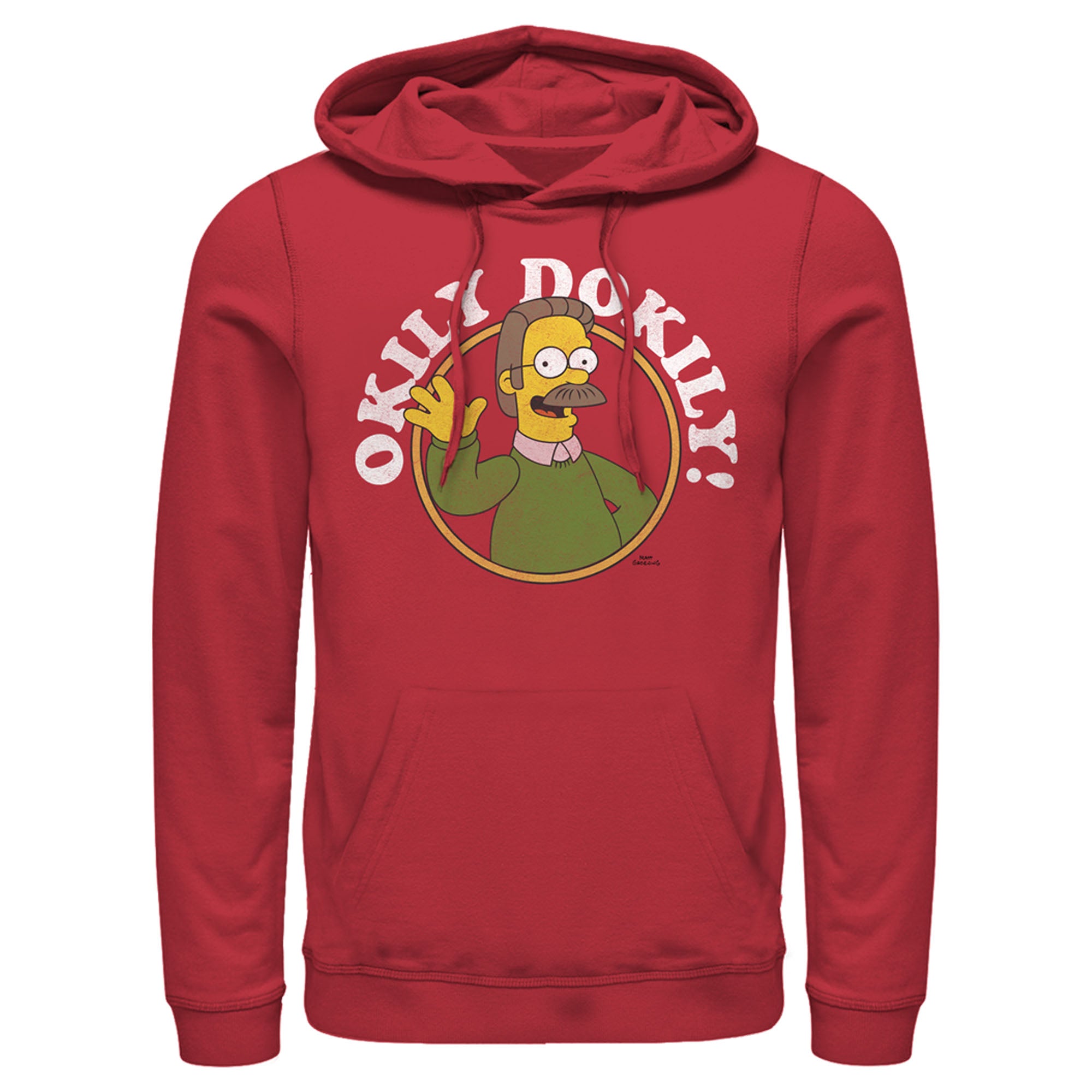 The Simpsons Men’S Ned Flanders Okily Dokily  Pull Over Hoodie