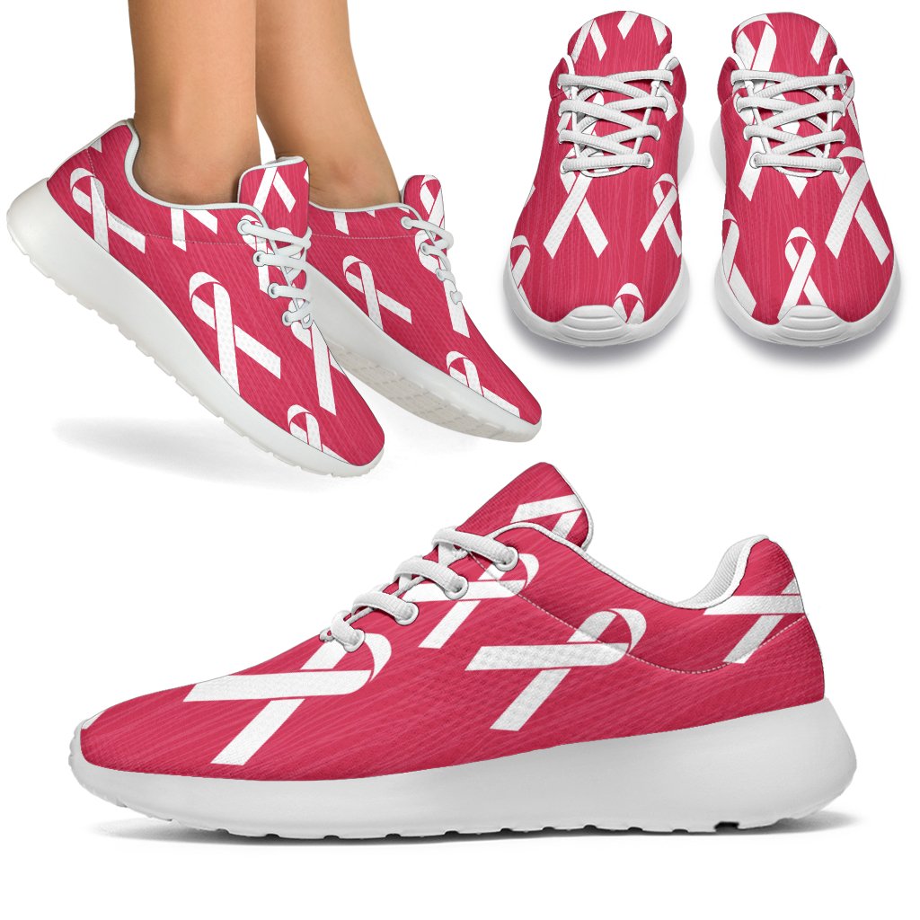 Breast Cancer Awareness Symbol Sport Sneakers White